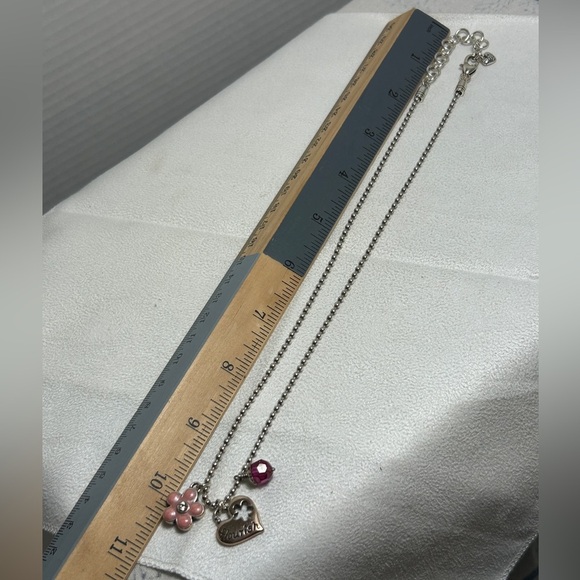 Brighton Flourish Heart Necklace Triple Charm Silver Plated Chrystal 20" - Picture 7 of 10